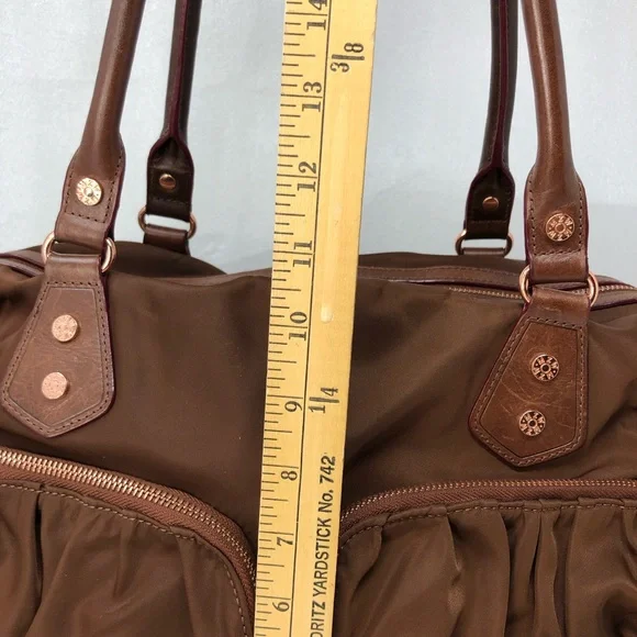 MZ WALLACE Kate Bag Large Brown and Rose Gold Shoulder Crossbody Nylon & Leather